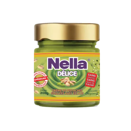 CREME DE PISTACHES GRILLEES AVEC ECLATS  200g NELLA DELICE