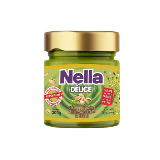 CREME DE PISTACHES GRILLEES AVEC ECLATS ET KADAIF 200g NELLA DELICE