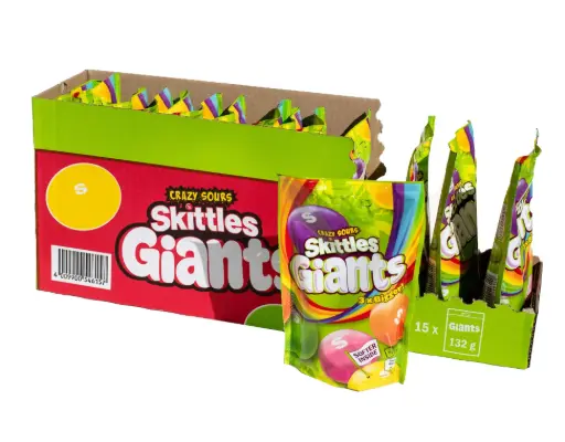 SKITTLES GIANTS CRAZY SOUR 132G {C15} 
